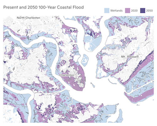 100 year Flood extent at Charleston, SC